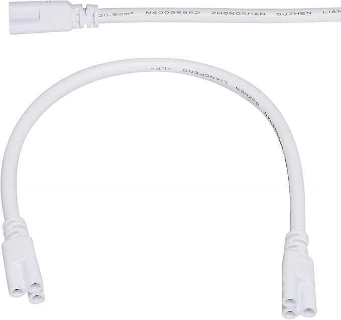 T5 T8 Extension Cords,4PCS Double End LED Lamp Connecting Wire,3-Prong Extended Power Cable Compatible with Integrated LED Tube Light,Under Cabinet Light,White