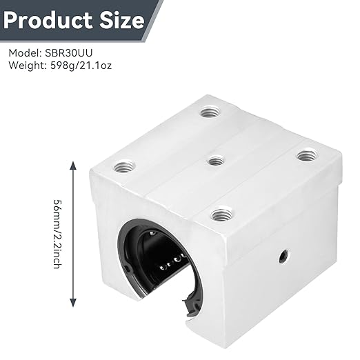 Linear Bearing Pillow Block, SBR30UU Aluminum Block 30mm Open Linear Bearing Slide Block Match CNC Router Parts for CNC Machine 3D Printer, 56mm Height