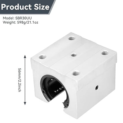 Linear Bearing Pillow Block, SBR30UU Aluminum Block 30mm Open Linear Bearing Slide Block Match CNC Router Parts for CNC Machine 3D Printer, 56mm Height
