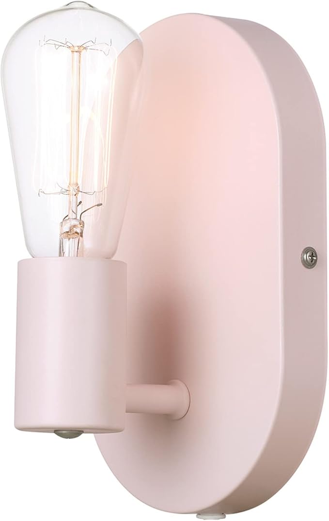 GLOBE Electric 52102 Kiel 1-Light Plug-in or Hardwire Wall Sconce, Matte Pink, Bulb Not Included