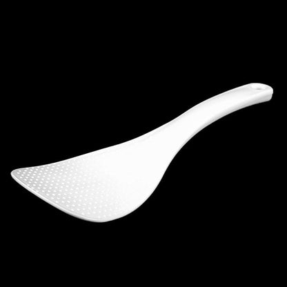 Kitchen Dotted White Plastic Flat Rice Scoop Paddle Meal Spoon