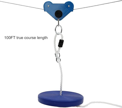 Zip Lines,Zip Line Kit,Zipline,Slackline Pulley,120ft with Stainless Steel Spring Brake