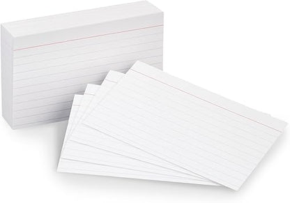 Basics Heavy Weight Ruled Lined Index Cards, White, 3x5 Inch Card, 100-Count