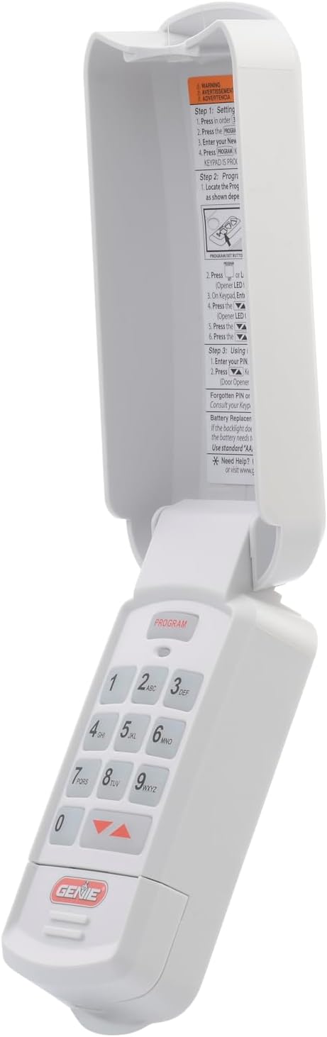 Genie Garage Door Opener Wireless Keyless Keypad - Safe  Secure Access - Compatible with All Genie Intellicode Garage Door Openers - Easy Entry into the Garage With a PIN - Model GK-R, White