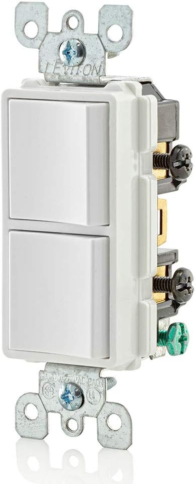 Leviton 5634-W 15 Amp, 120277 Volt, Decora Single-Pole, AC Combination Switch, Commercial Grade, Grounding, White
