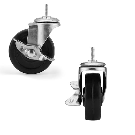 Heavy Duty Caster Wheels for Wire Shelving, Set of 4 Wire Shelf Wheels, 3"" Diameter Swivel Wheels for Wire Rack wLock, Black with Silver