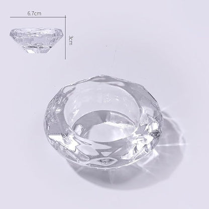 Small Glass Nail Art Dappen Dish Acrylic Liquid Powder Dish Bowl Nail Art Brush Cleaning Cup Manicure Care Tools for Nail Salon Mini Glass Candle Jars