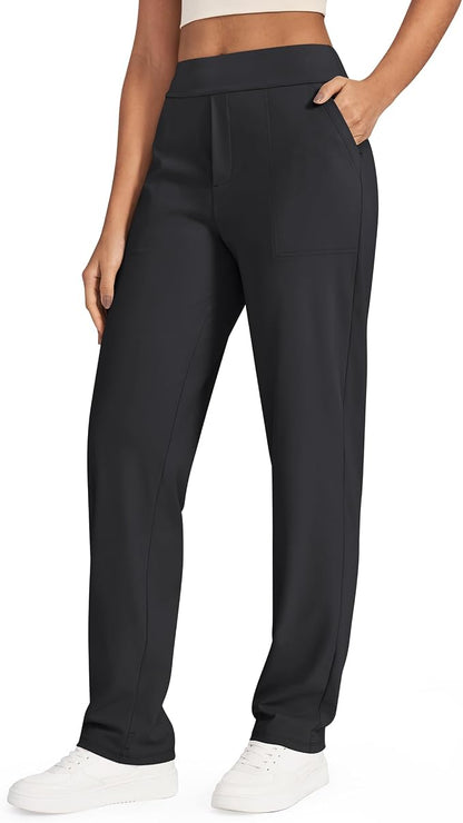 Small And 31"Seam G4Free ShiftReady Yoga Pants Women High Waist Dress Work Pants with Pockets Straight Leg Business Casual Trousers 28"/30"/32"