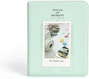 3 Inch Mini Photo Album, PU Leather 64 Pockets Album Photocard Book Album for Mini 12119 and Mini Series 3in Photos, Movie Tickets, Business Cards (Blue) (green-1)