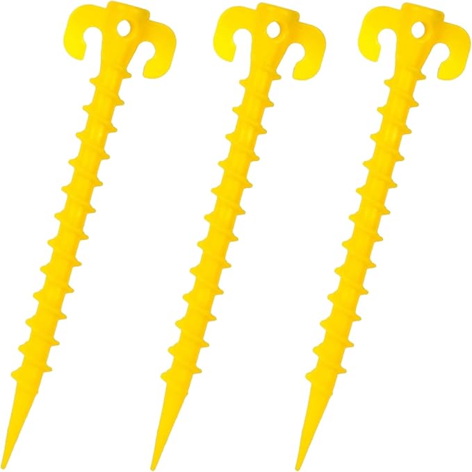 8 Inch Plastic Spiral Tent Stakes Tent Pegs Canopy Stakes for Inflatables Outdoor Camping Hiking Garden Ultimate Ground Stakes Ground Anchors Pegs 3PCS