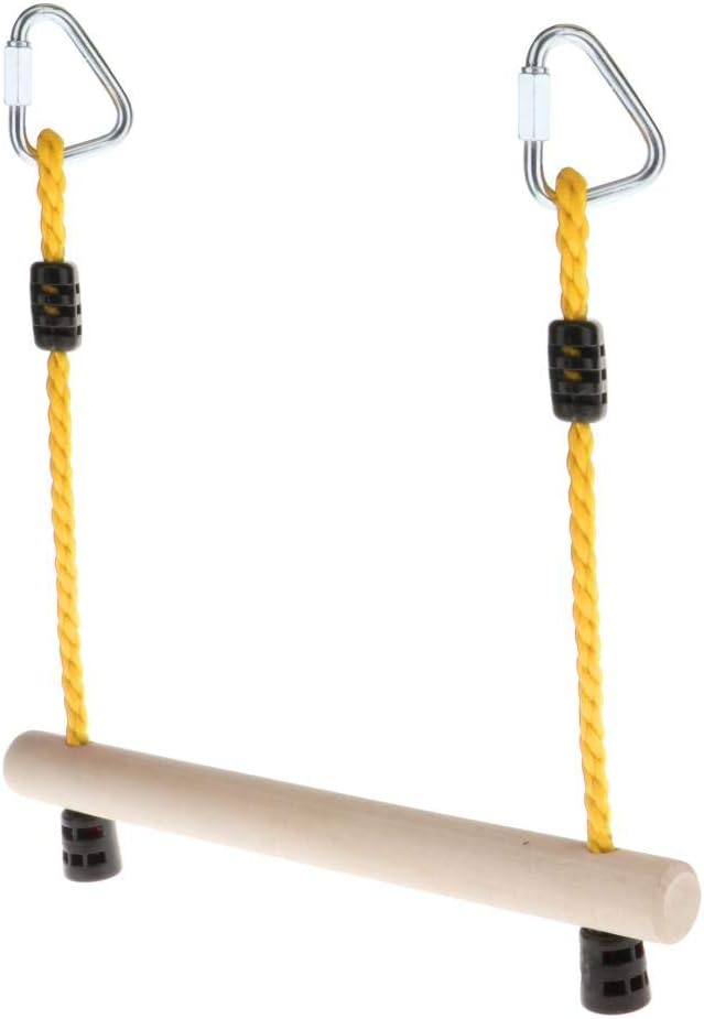 LoveinDIY Children Trapeze Swing Bar with Rings Wooden Rope Rod Gym Playset for Kids