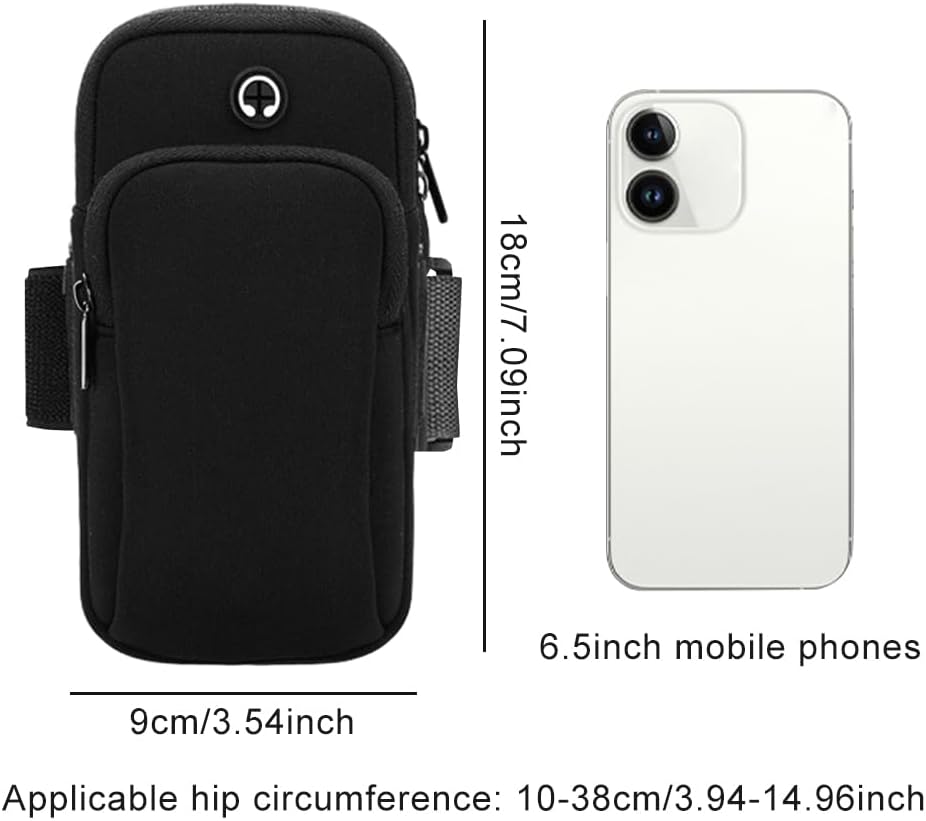 Phone Holder for Running, Walking, Workout, Under 7 in Armband Smartphone Holder, Phone Pouch Cards Keys Wallet, Gym Sports Arm Bands Sleeve Fit Women Men(Color:Black