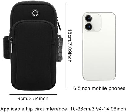 Phone Holder for Running, Walking, Workout, Under 7 in Armband Smartphone Holder, Phone Pouch Cards Keys Wallet, Gym Sports Arm Bands Sleeve Fit Women Men(Color:Black