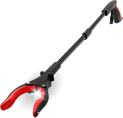 Grabber Tool 32" Aluminum Magnetic Claw with LED Light, Lightweight Foldable Reacher Grabber Pickup Tool, Gripper Grabbers for Elderly Grab it Reaching Tool Trash Picker Grabber, Red, by Luxet