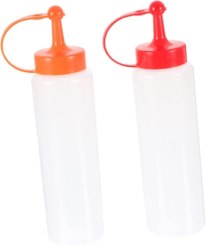 Healifty 2Pcs Squeezing Sauce Bottles Salad Dressing Dispensers Plastic Kitchen Accessories for Condiments Leakproof and Easy Pour Design