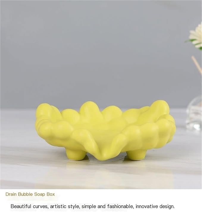 Ceramic Bubble Soap Box Drain Household Bathroom Soap Box Hotel Soap Rack(A)