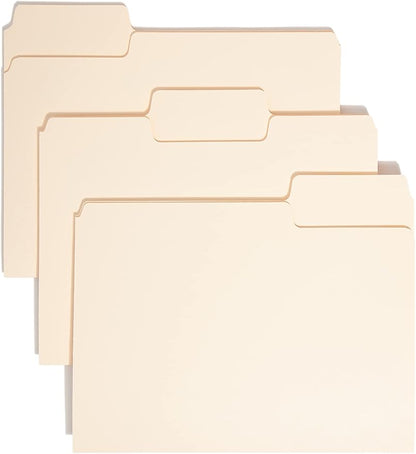 Smead SuperTab Heavyweight File Folder, Oversized 1/3-Cut Tab, Letter Size, Manila, 50 Per Box (10334)
