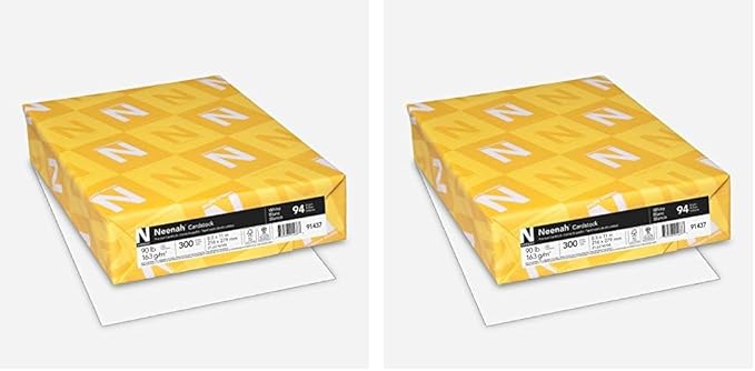 Neenah Index Cardstock, 8.5" x 11", 90 lb/163 gsm, White, Lightweight, 94 Brightness, 300 Sheets (91437) (Pack of 2)