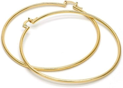 Big Hoops for women 14k Gold Filled Extra Large Hoop Earrings (80mm x 2mm) yellow gold tone