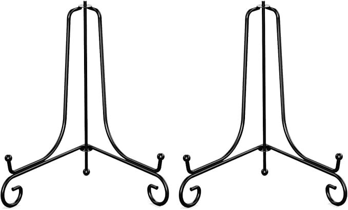 Kruodop 2pcs Pack Plate Stands for Display, 4 Inch Plate Holder Display Stand, Metal Frame Holder Stands for Book, Pictures, Photo Easel, Tabletop Art