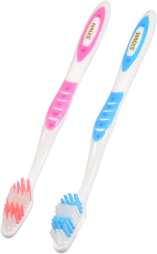 Qtqgoitem 2 Pcs Sky Blue Light Purple Plastic Hygiene Soft Bristle Toothbrush (Model: 8c6 814 96e 36b 4a9)