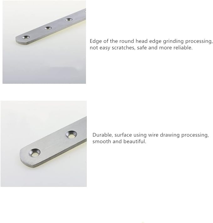 Stainless Steel Straight Brace, 4PCS Flat Straight Braces for Wood, Stainless Steel Straight Brackets with Screws