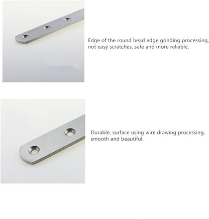 Stainless Steel Straight Brace, 4PCS Flat Straight Braces for Wood, Stainless Steel Straight Brackets with Screws