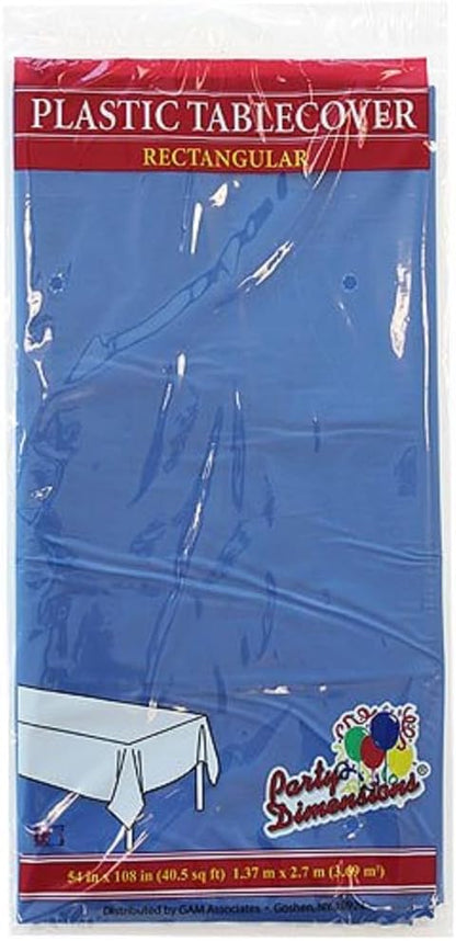 Party Dimensions Plastic Rectangular 54"x108"  Blue  1 Pc Table Cover