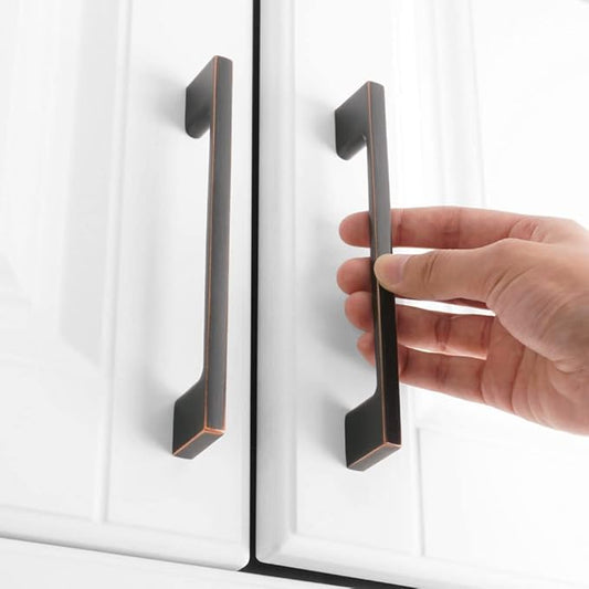 KOOFIZO Wide Foot Cabinet Bar Pull - Oil Rubbed Bronze Modern Solid Handle, 5 Inch128mm Screw Spacing, 10-Pack for Kitchen Cupboard Door, Bedroom Dresser Drawer, Bathroom Wardrobe Hardware