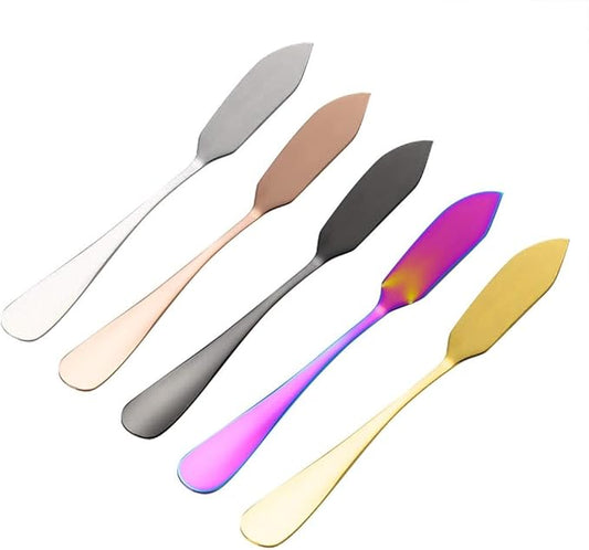 Stainless Steel Cheese Dessert Knives, Breakfast Butter Knife, Slicer Sandwich Spreader, Stainless Steel Better Butter Spreader Easy Spread Cold Hard Butter Cheese Jams (Black)