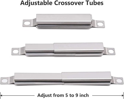 Criditpid Grill Replacement Parts for Charbroil Advantage 4 Burner 463344116, 463343819, 466344116 Models, Stainless Steel Grill Burners, Heat Plate Shields, Crossover Tubes and Ignitors