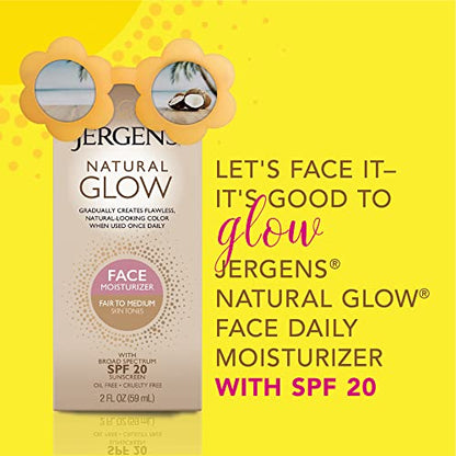Jergens Natural Glow Daily Facial Moisturizer, Fair to Med 2 fl oz (59 ml) (NO BOX)