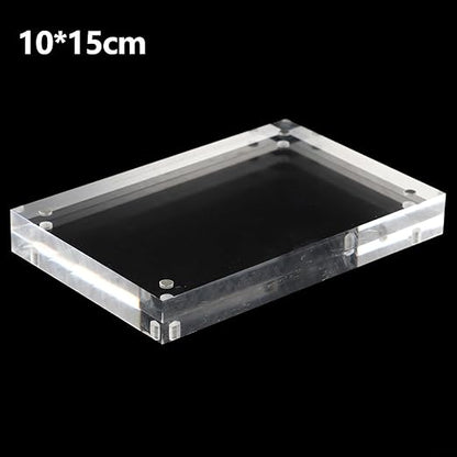 1pc Transparent Acrylic Picture Frame, Frameless Clear Frame Double Sided Magnetic Frame, Free Standing Desktop Display Stand Acrylic Frame (Thickness: 10+10mm)(10 x 15cm)