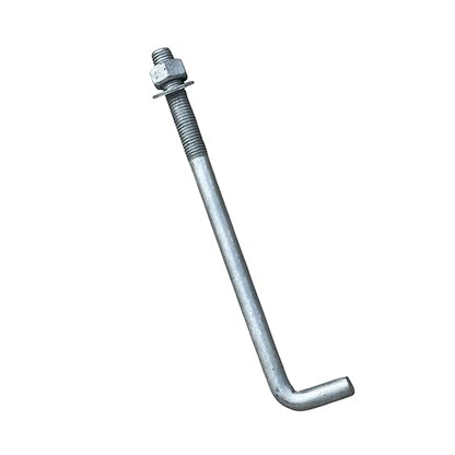 Sandbaggy 34" x 10" Threaded Concrete Anchor L-Bolts (Nuts  Washers Included) - Hot Dipped Galvanized - Sill Plate, Base Plate, Masonry, Wood, Cement Anchors, J Bolt (1, 34" x 10")