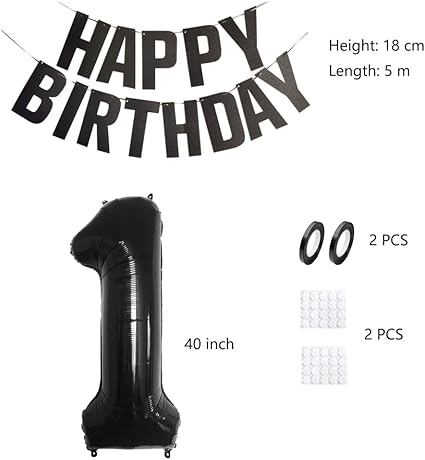 19th Birthday Party Decorations Set for Girl Boy Women Men Black HAPPY BIRTHDAY Letter Banner Silver Sparkly Glitter Traingle Banner Confetti Latex Balloons with Black Giant Number 19 Balloon