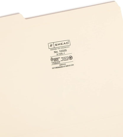 Smead File Folder, Reinforced 1/3-Cut Tab, Left Position, Letter Size, Manila, 6 Count (10334)