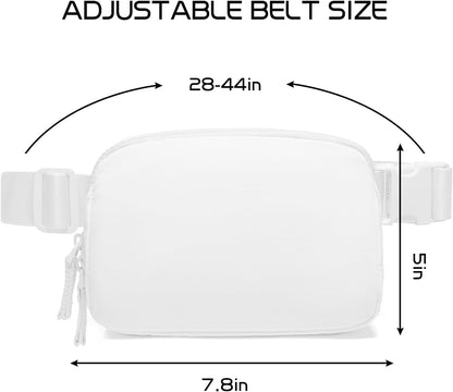 Belt Bag for Women Two-Way Zipper Cross Body Fanny Pack Fashion Waist Packs Everywhere Belt Bag with Adjustable Strap Gifts for Teen Girls Women Men (White)