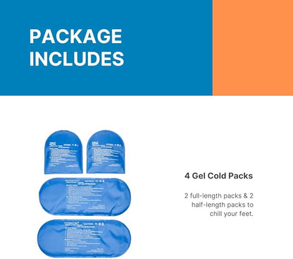 NatraCure Replacement Gel Packs for Cold Therapy Socks - (4-Piece Set) Extra Gel Ice Packs Reusable, Compresses for Injuries, Flexible Ice Packs Reusable, Small Ice Packs, Thin Ice Packs - GP23-24