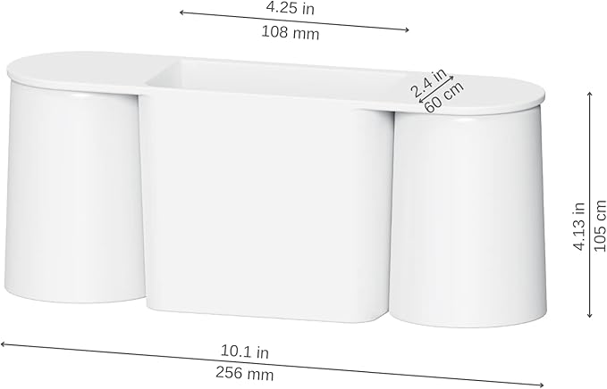 Wall-Mounted Toothbrush and Toothpaste Holder - Self-Draining Design, Easy Installation, Space-Saving, White (Double - Two Magnetic Cups)