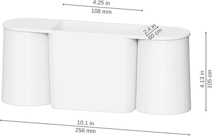 Wall-Mounted Toothbrush and Toothpaste Holder - Self-Draining Design, Easy Installation, Space-Saving, White (Double - Two Magnetic Cups)