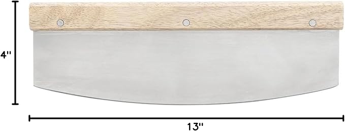 Santa Barbara Design Studio Pizza Rocker Stainless Steel and Oak Cutter, 13" x 4", Pizza My Heart