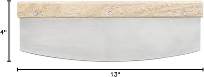 Santa Barbara Design Studio Pizza Rocker Stainless Steel and Oak Cutter, 13" x 4", Pizza My Heart