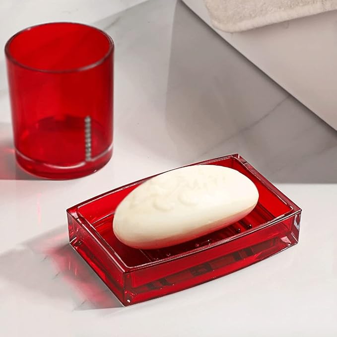 soap Holder Soap Dish Acrylic Material Soap Holder Creative Soap Tray Home Bathroom Soap Case Personality Light Luxury Hotel Soap Box Easy to use (Color : Red)