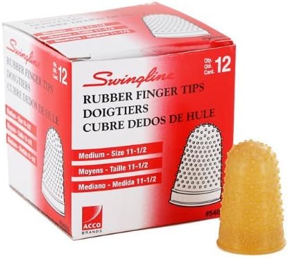 Swingline Products - Swingline - Rubber Finger Tips, Size 11 12, Medium, Amber, 12Pack - Sold As 1 Dozen - Tough, tips last a long time. - Surface nubs ensure positive grip. - Extra thick material a