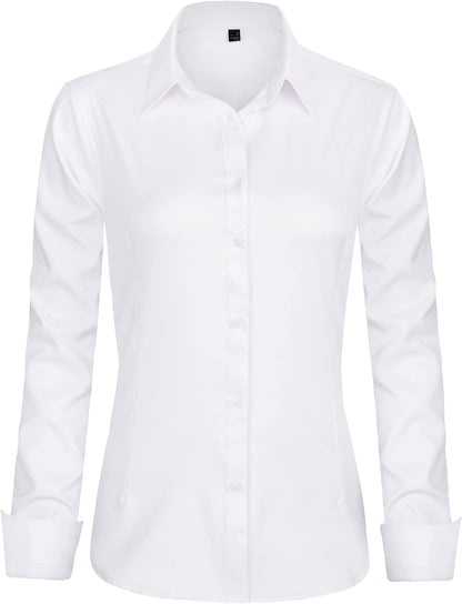 J.VER Womens Dress Shirts Long Sleeve Button Down Shirt Wrinkle-Free Business Casual Blouse Office Work Tops 2K+ bought in past month