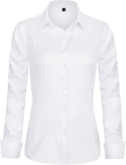 J.VER Womens Dress Shirts Long Sleeve Button Down Shirt Wrinkle-Free Business Casual Blouse Office Work Tops 2K+ bought in past month