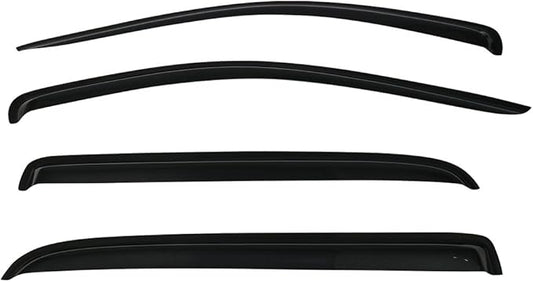 IKON MOTORSPORTS - Window visor compatible with Dodge Ram Mega Cab 2006-2009, slim style, acrylic, unpainted, black, rain cover, wind ventilation air deflector, 2007 and