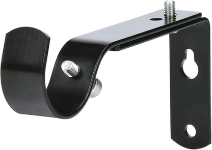 Adjustable Curtain Rod Bracket Or Rod Holder - for 7/8 or 1 Inch Rods-(Black,Set of 4)