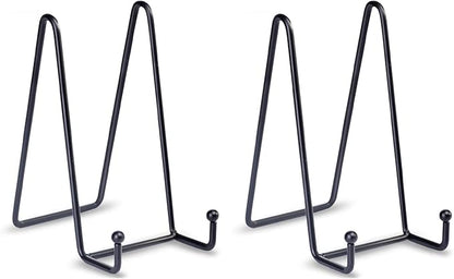 LIONWEI LIONWELI Plate Stands for Display - 6 Inch Metal Easels 2 Pack - Sturdy Tabletop Holders for Decorative Plates, Picture Frames, Books, Tablets, Vinyl Records  More - Black