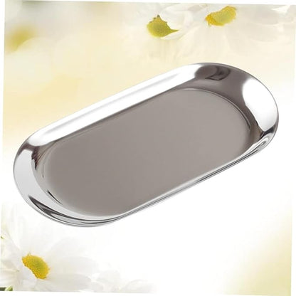 Nordic Wind Large Jewelry Storage Tray Mirror Polished Stainless Steel Snack Tray for Home